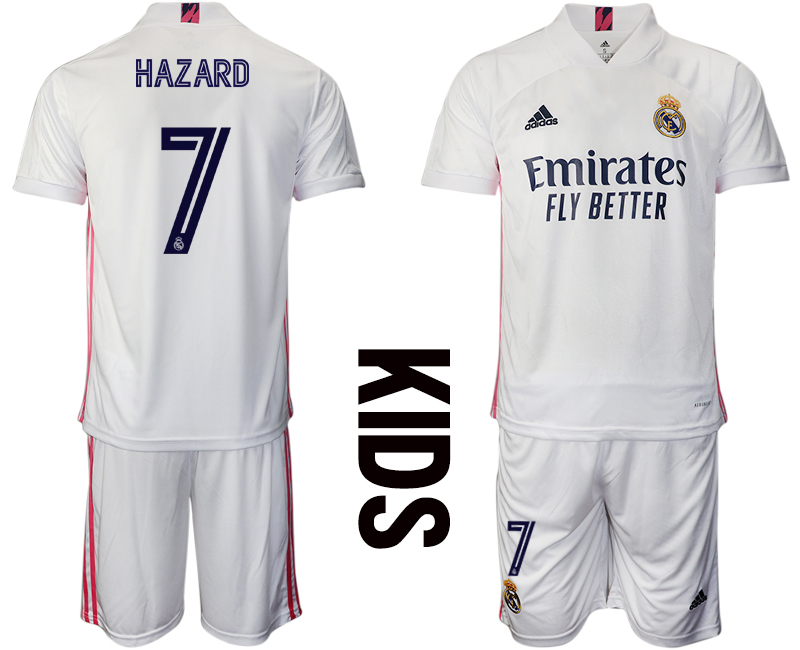 Youth 2020-2021 club Real Madrid home #7 white Soccer Jerseys->real madrid jersey->Soccer Club Jersey